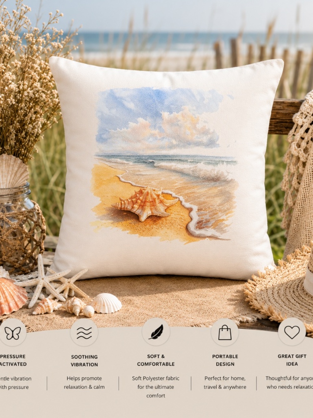 Beach Conch Pressure Activated Massage Pillow